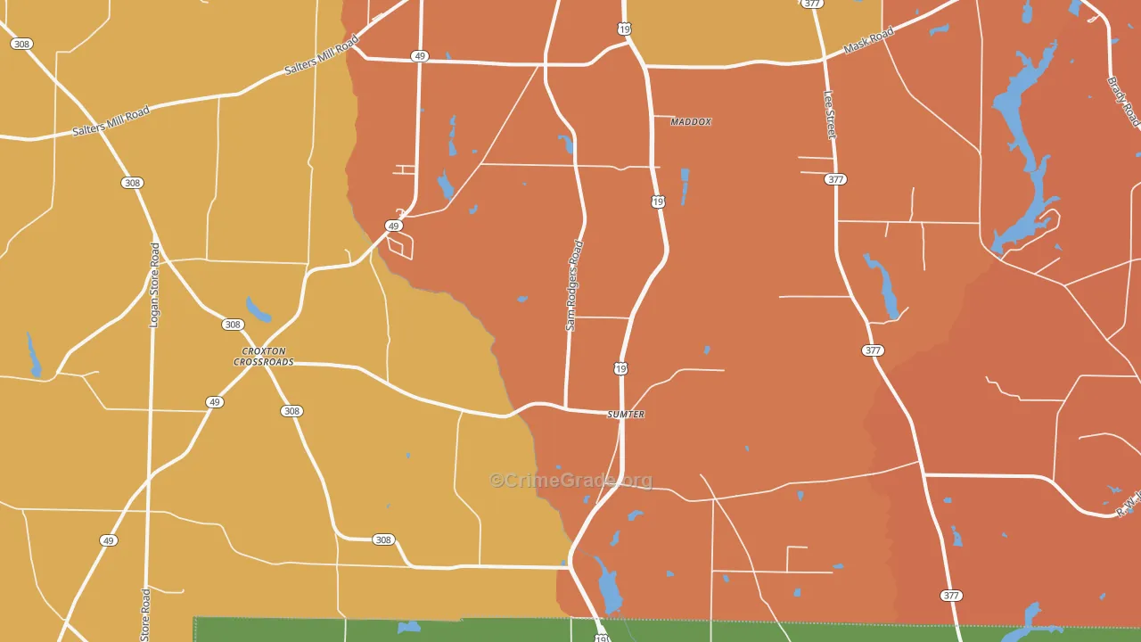 Sumter, GA Map of Vandalism Rates
