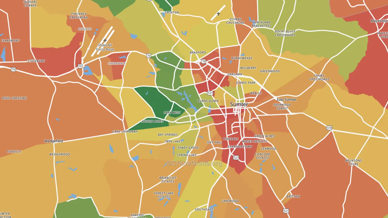 Sumter, SC Map of Vandalism Rates