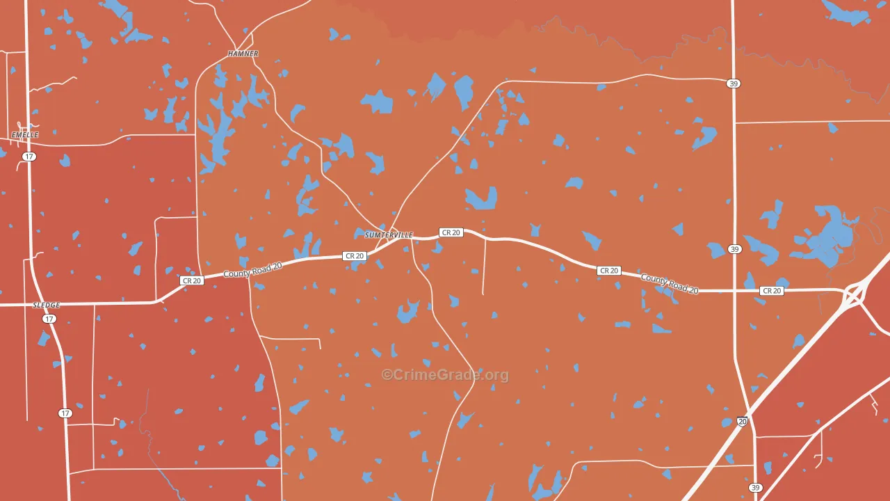 Sumterville, AL Map of Vandalism Rates