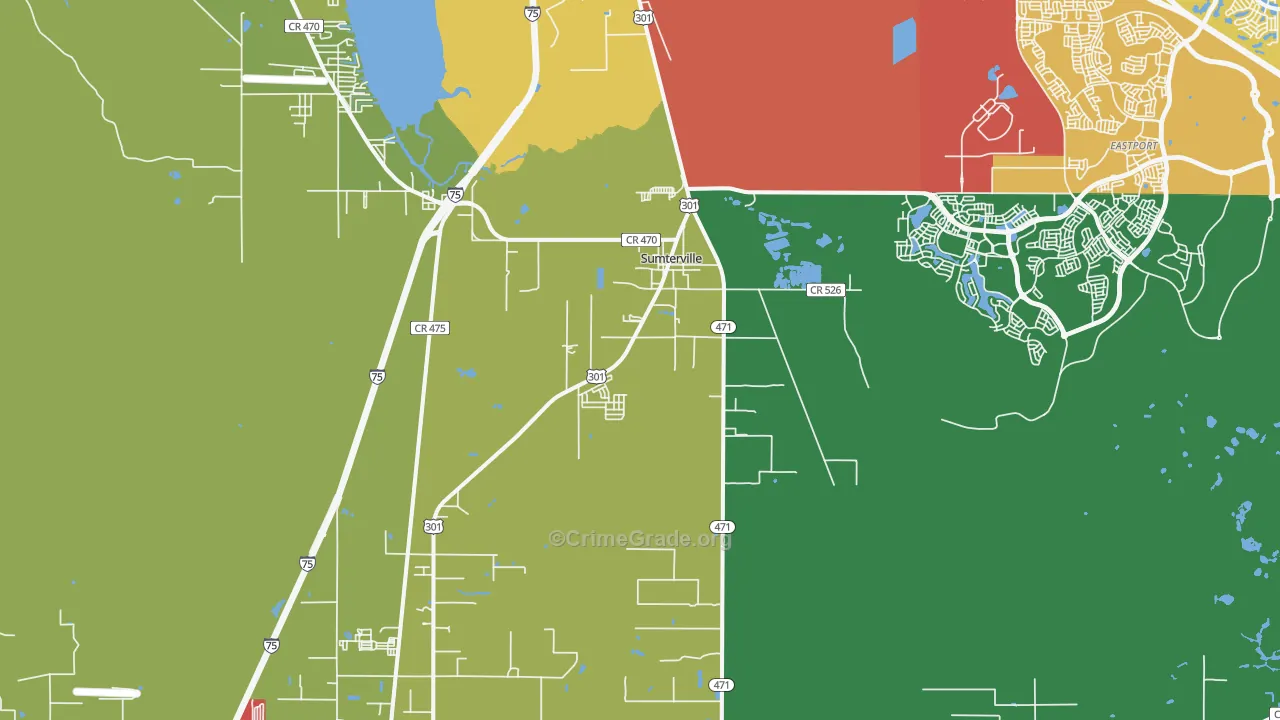 Sumterville, FL Map of Vandalism Rates