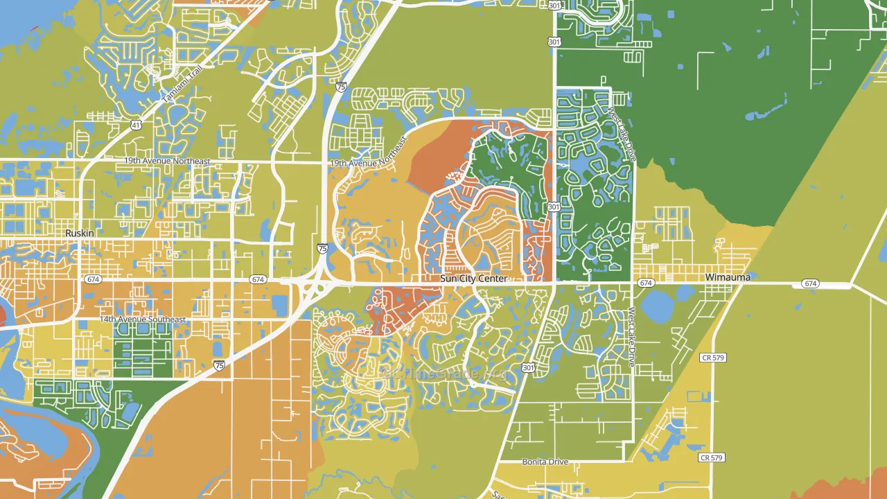 Sun City Center, FL Map of Vandalism Rates