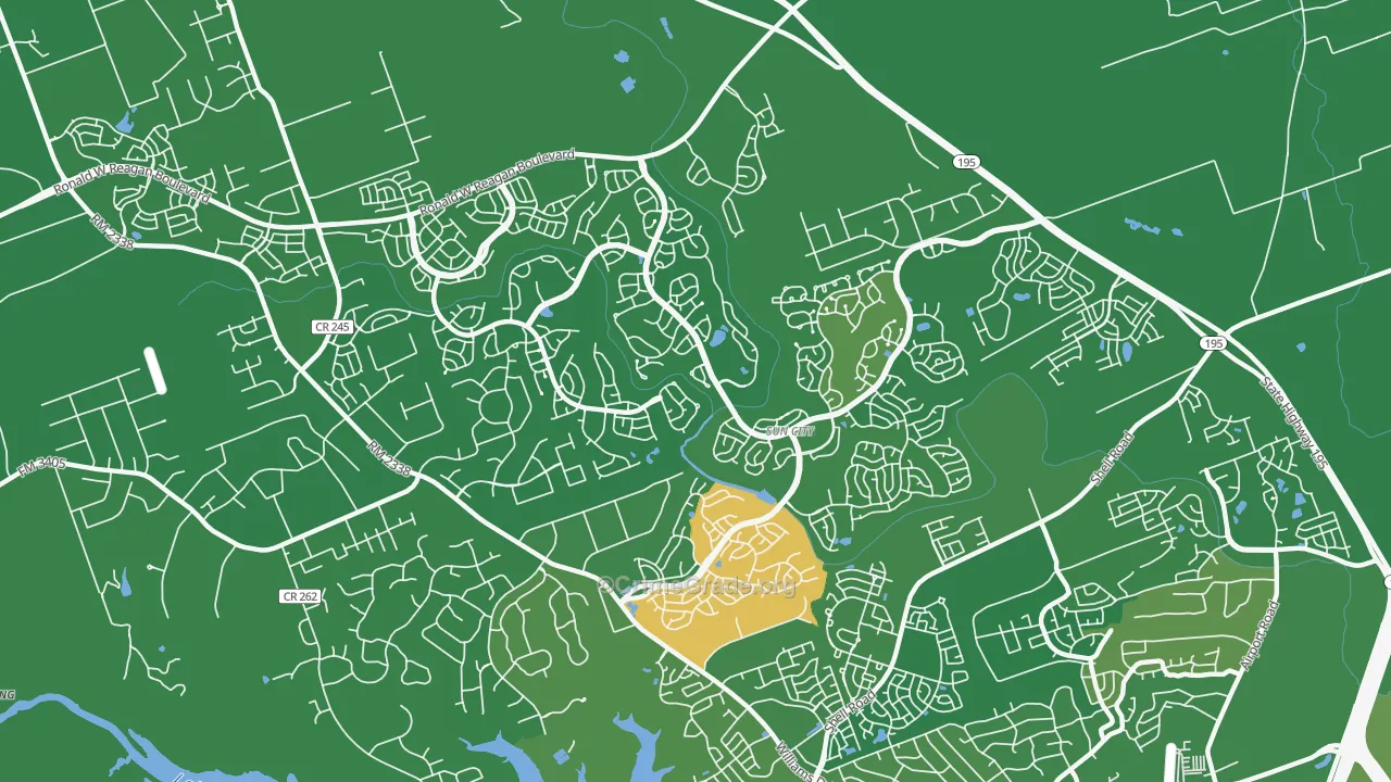 Sun City, Georgetown, TX Map of Vandalism Rates