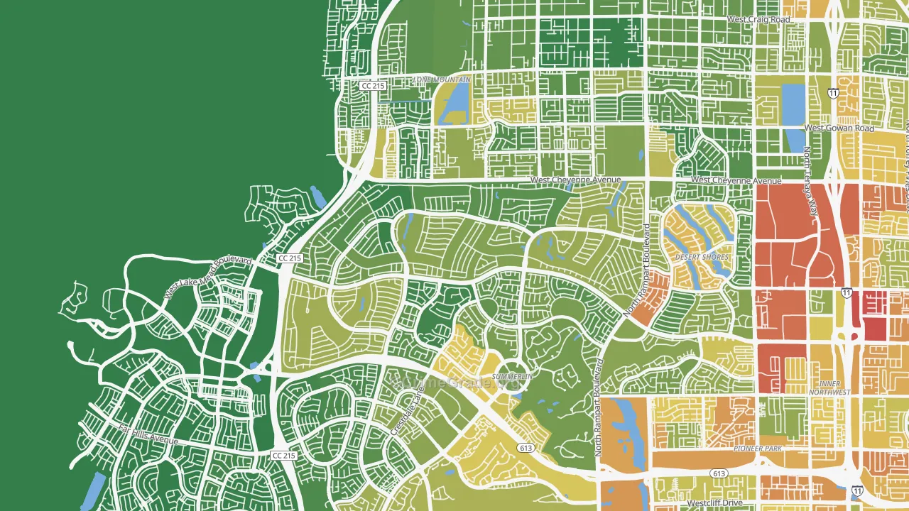 Sun City Summerlin, Las Vegas, NV Map of Vandalism Rates