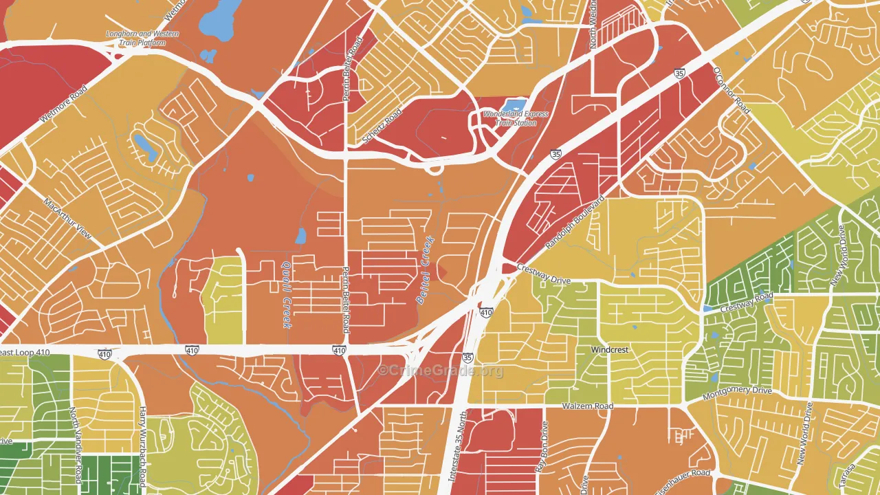 Sun Gate, San Antonio, TX Map of Vandalism Rates