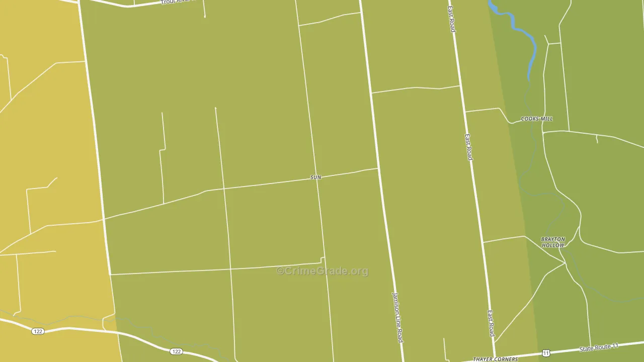 Sun, NY Map of Vandalism Rates