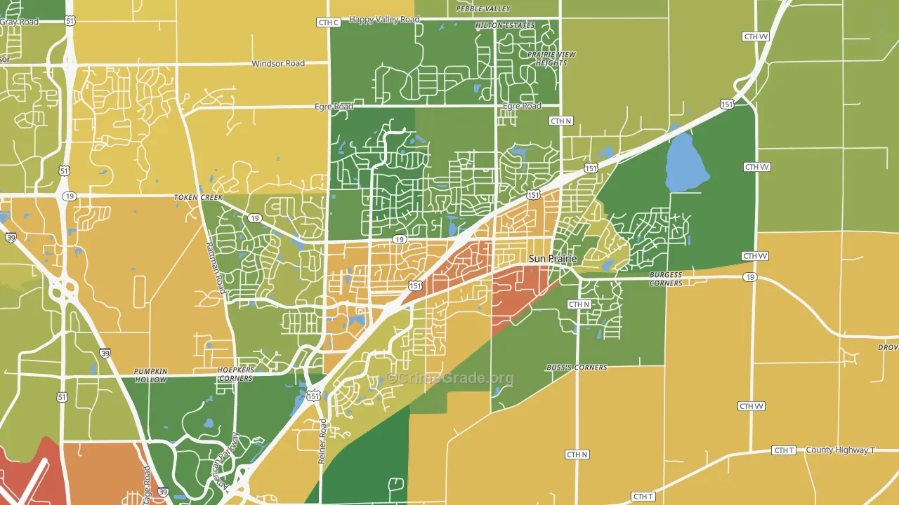 Sun Prairie, WI Map of Vandalism Rates