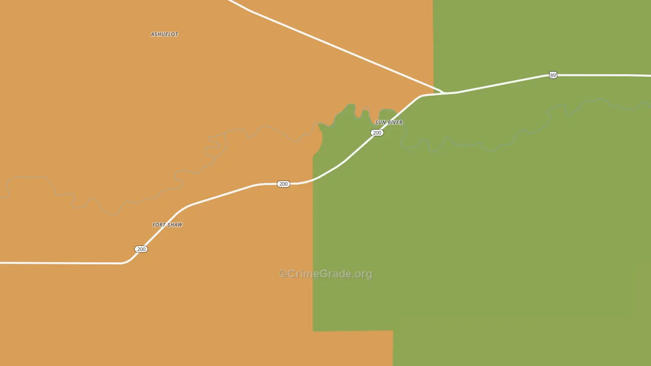 Sun River, MT Map of Vandalism Rates