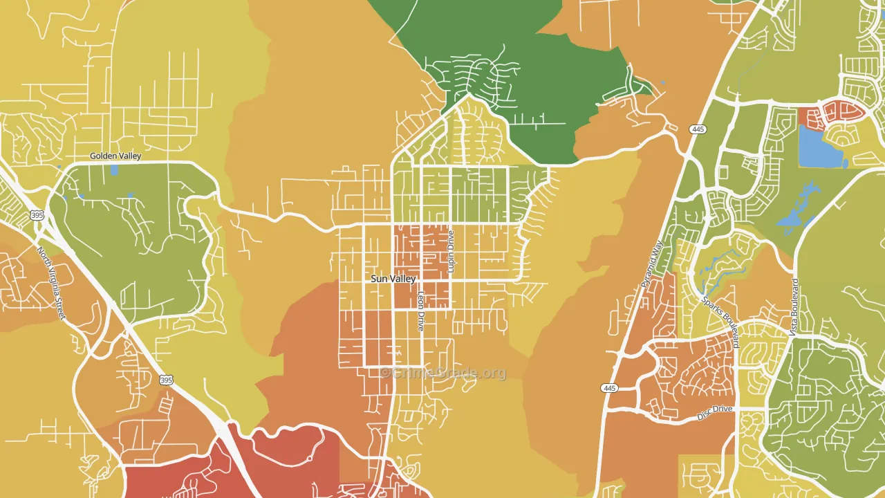 Sun Valley, NV Map of Vandalism Rates