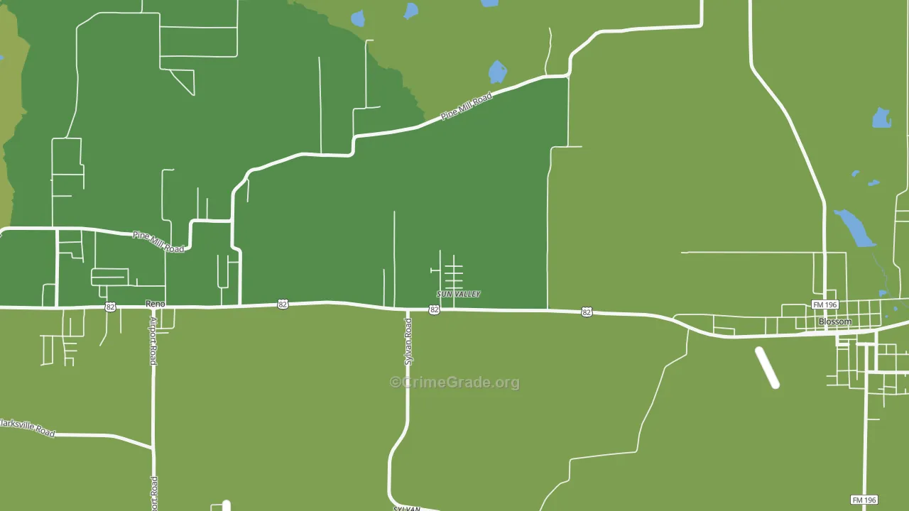 Sun Valley, TX Map of Vandalism Rates