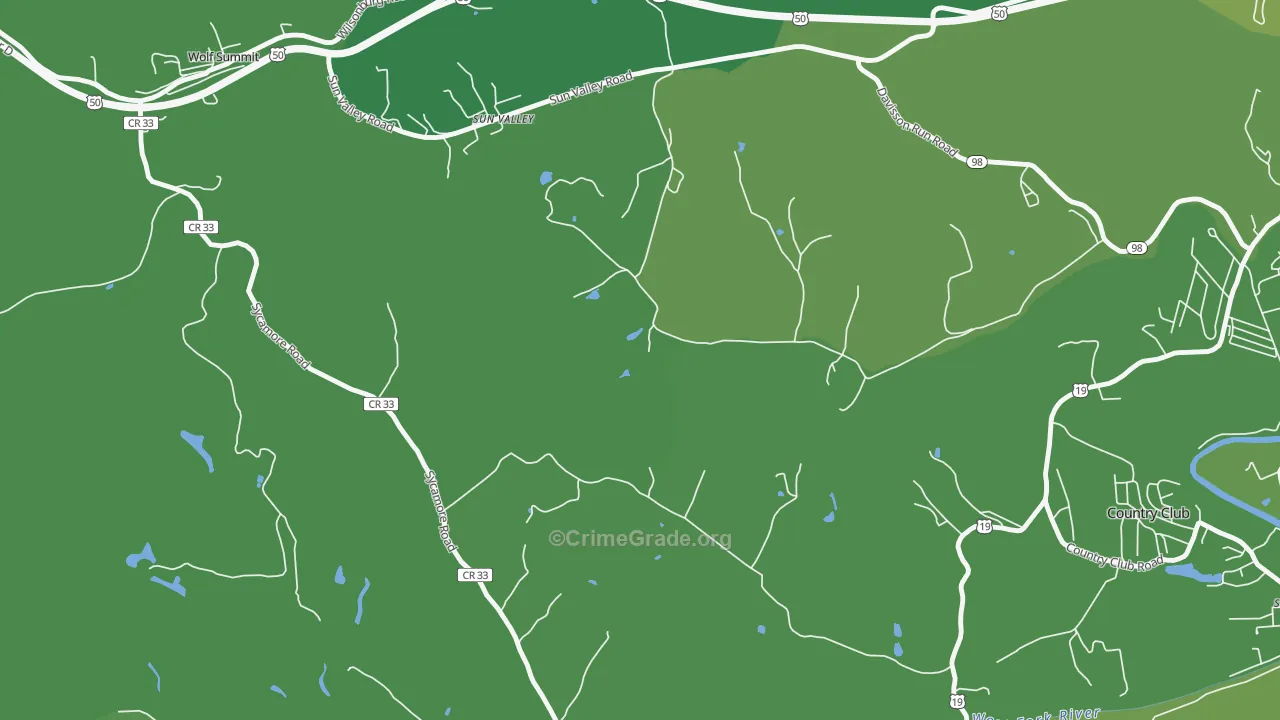 Sun Valley, WV Map of Vandalism Rates