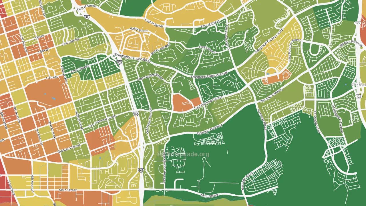 Sunbow, Chula Vista, CA Map of Vandalism Rates