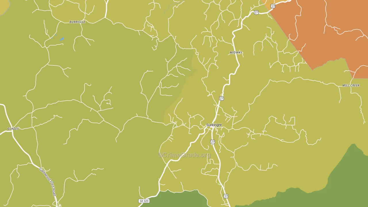 Sunbright, TN Map of Vandalism Rates