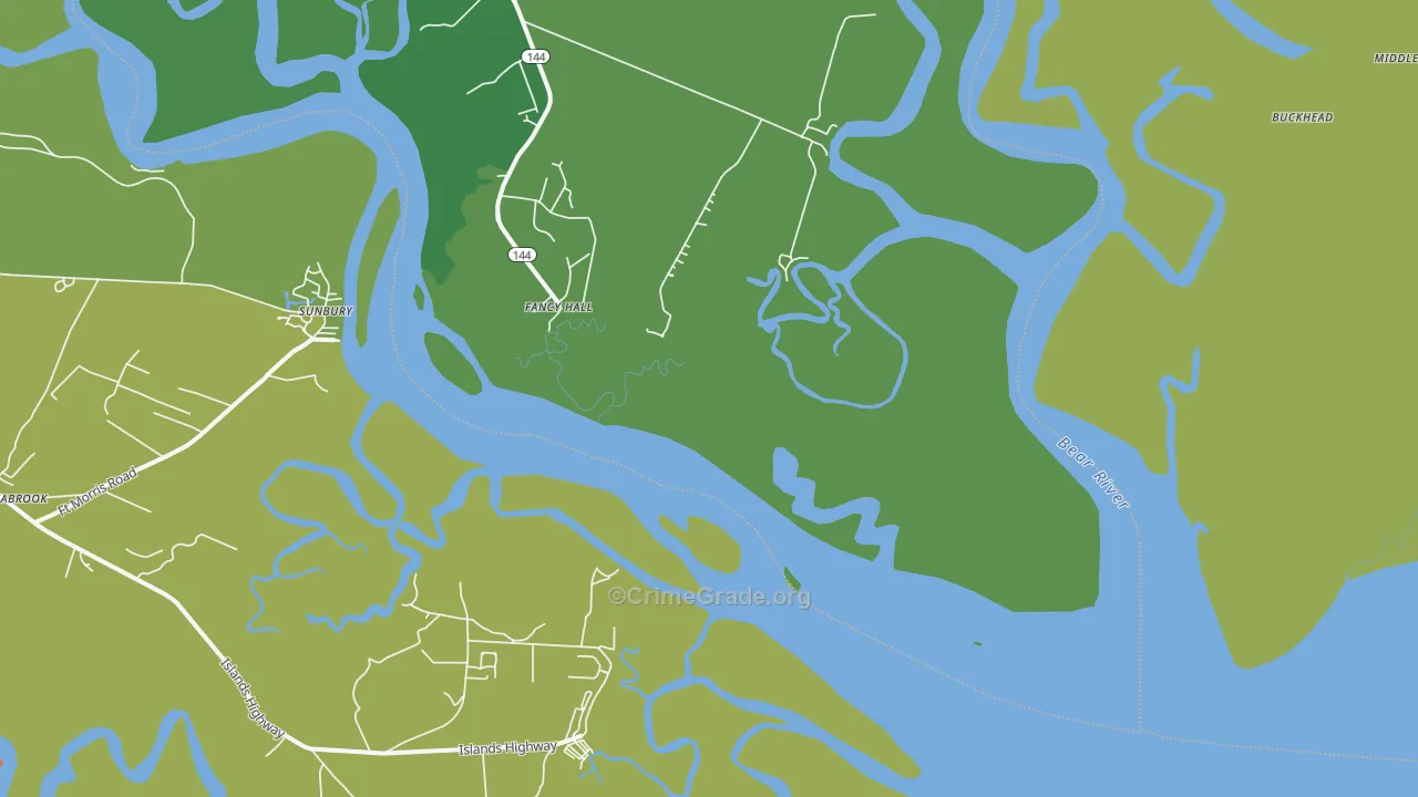Sunbury, GA Map of Vandalism Rates