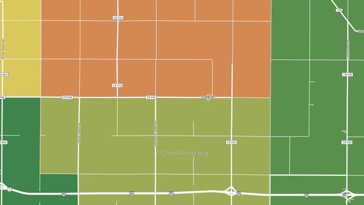 Sunbury, IA Map of Vandalism Rates