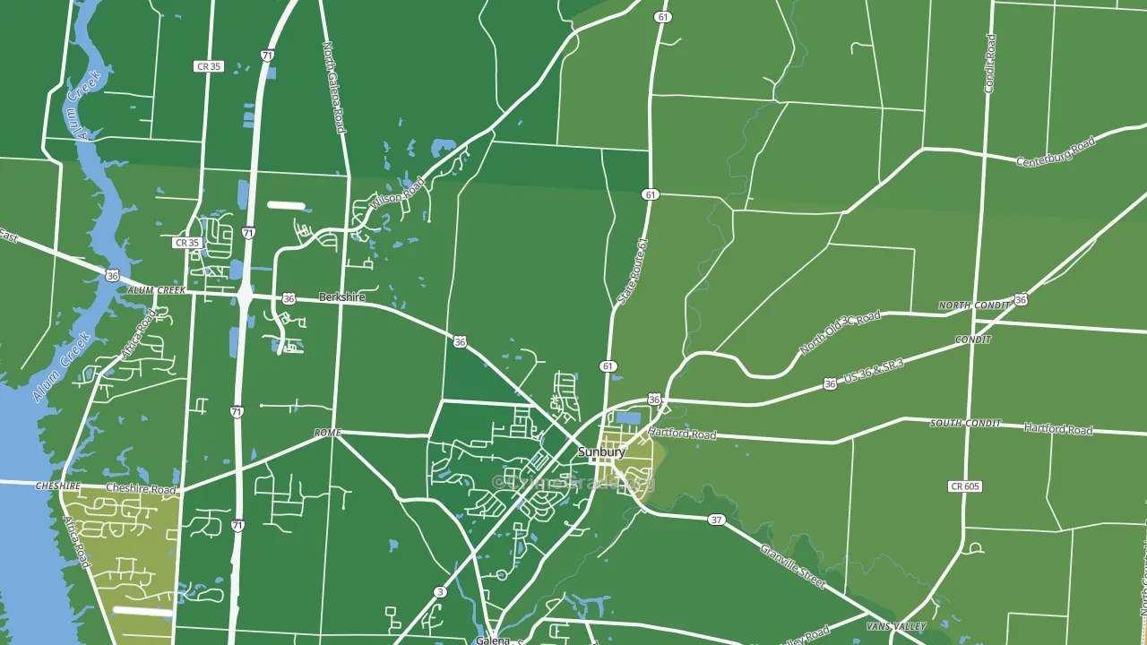 Sunbury, OH Map of Vandalism Rates