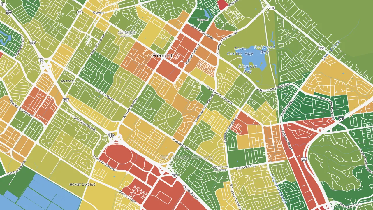 Sundale, Fremont, CA Map of Vandalism Rates