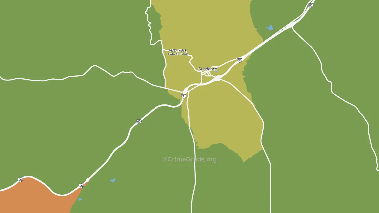 Sundance, WY Map of Vandalism Rates