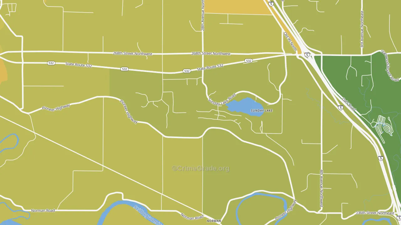 Sunday Lake, WA Map of Vandalism Rates