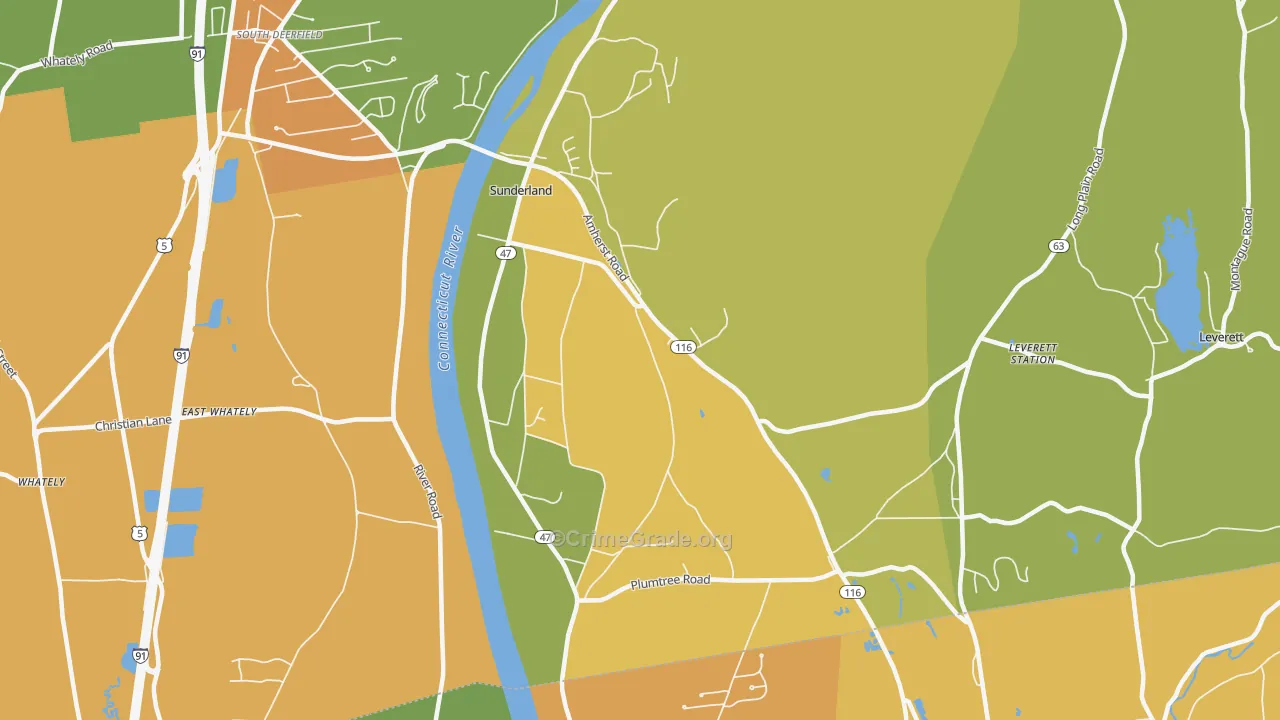 Sunderland, MA Map of Vandalism Rates