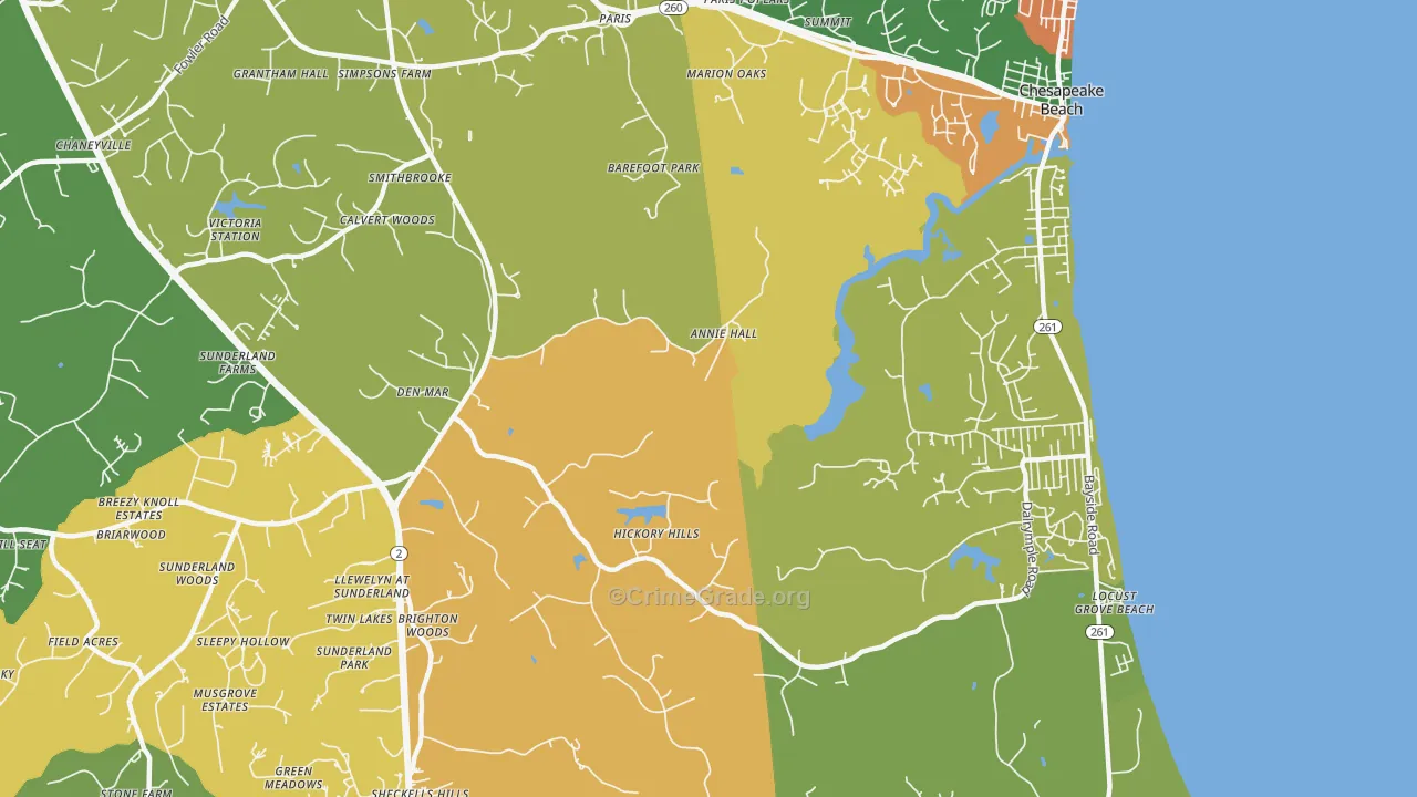 Sunderland, MD Map of Vandalism Rates