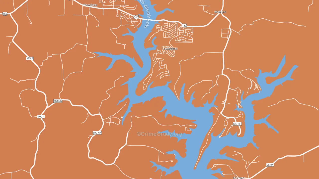 Sundown, MO Map of Vandalism Rates