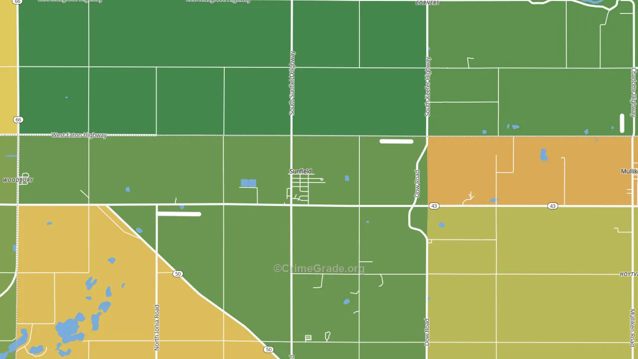 Sunfield, MI Map of Vandalism Rates