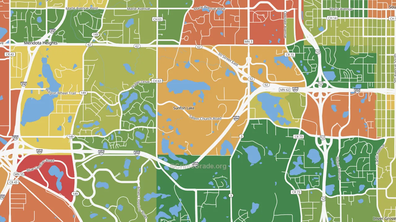 Sunfish Lake, MN Map of Vandalism Rates