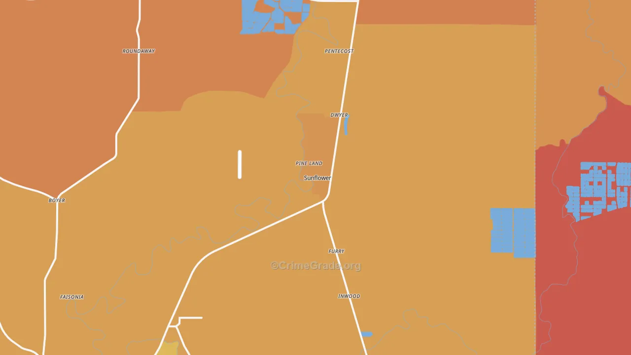 Sunflower, MS Map of Vandalism Rates