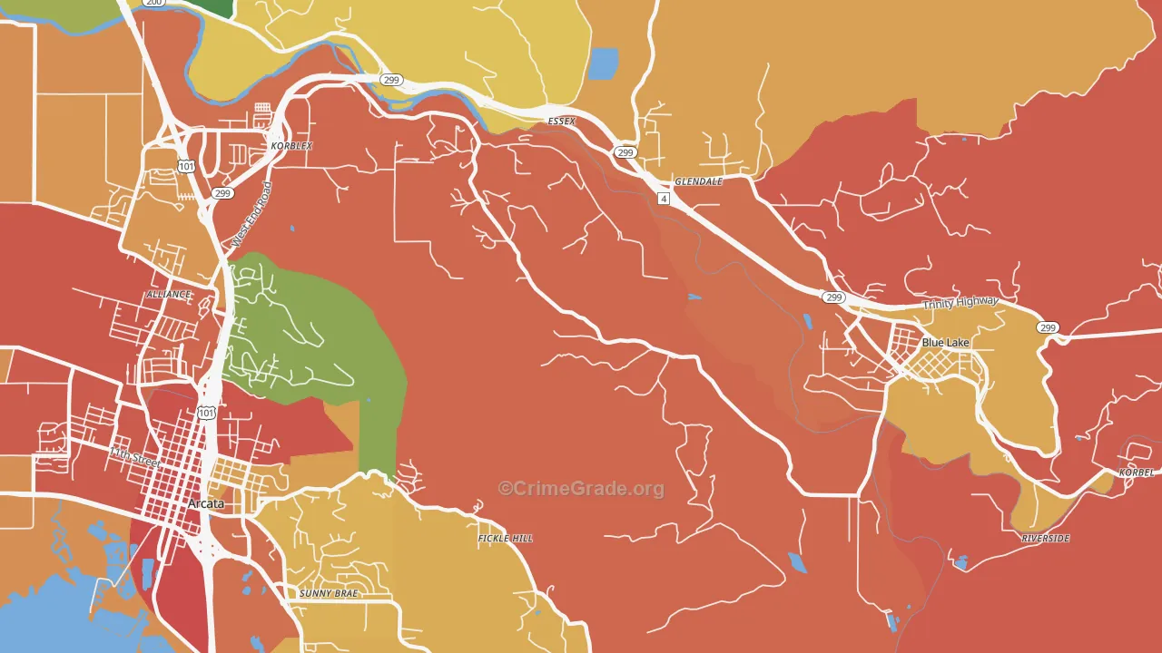 Sunny Brae, CA Map of Vandalism Rates