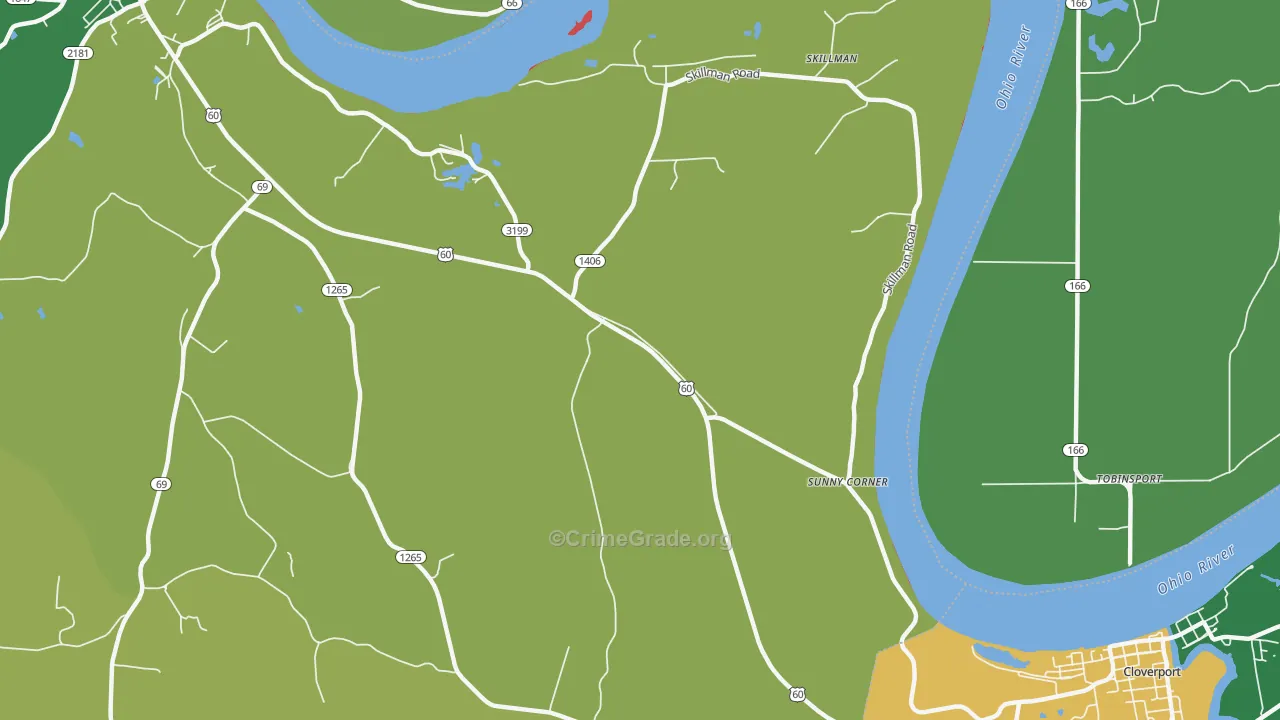 Sunny Corner, KY Map of Vandalism Rates