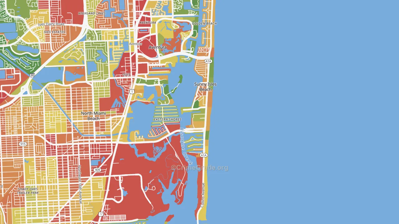 Sunny Isles Beach, FL Map of Vandalism Rates