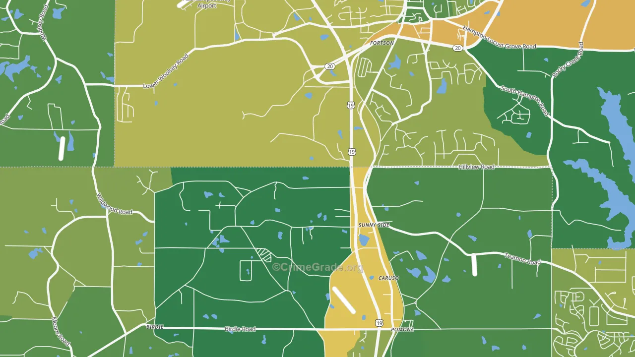 Sunny Side, GA Map of Vandalism Rates