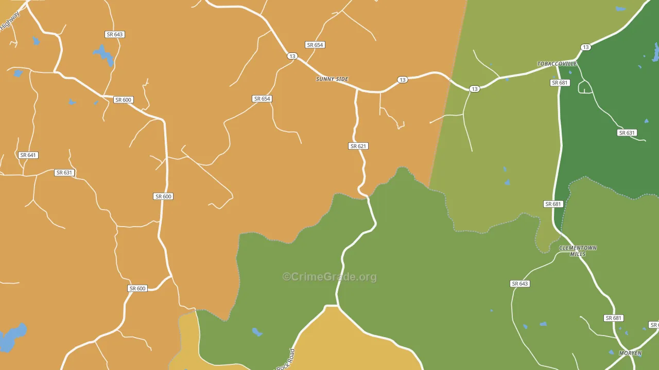 Sunny Side, VA Map of Vandalism Rates