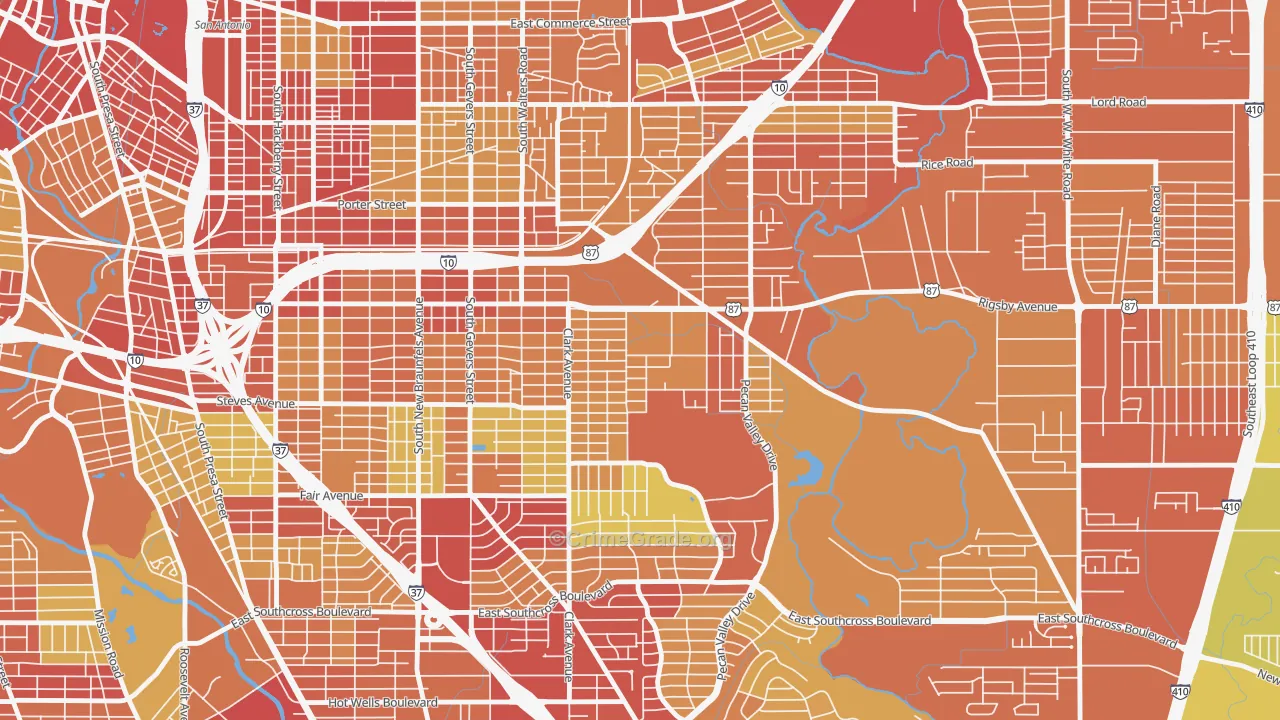 Sunny Slope, San Antonio, TX Map of Vandalism Rates