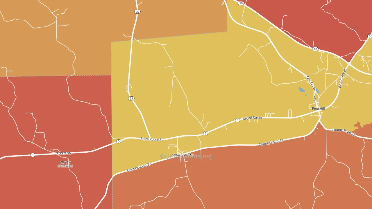 Sunny South, AL Map of Vandalism Rates