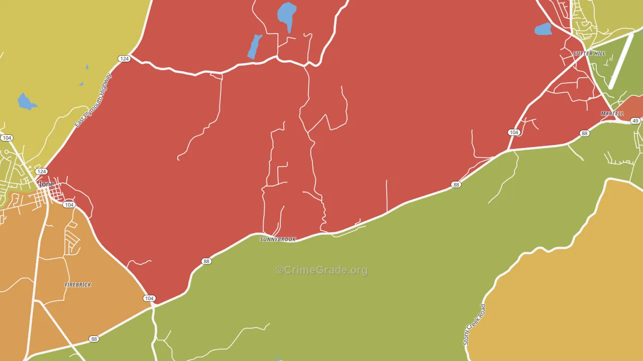 Sunnybrook, CA Map of Vandalism Rates