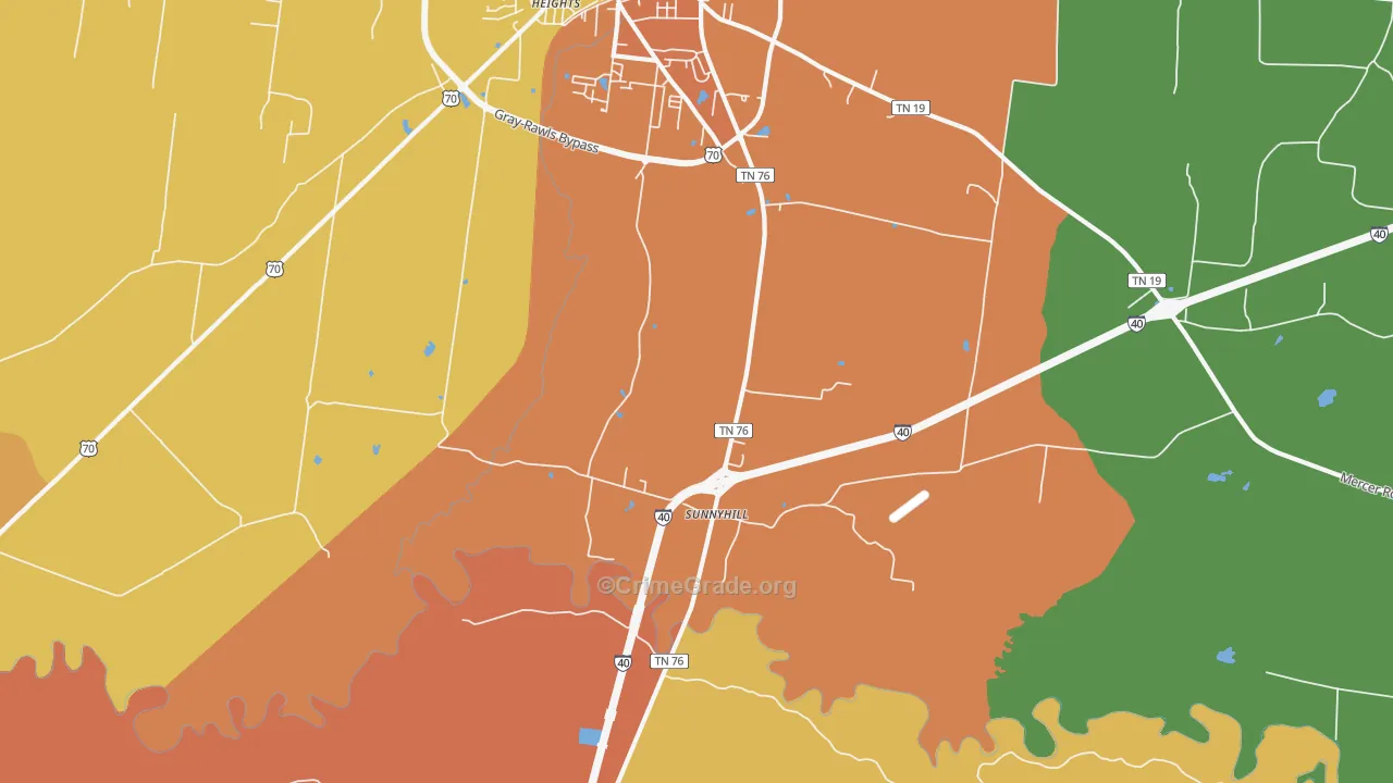 Sunnyhill, TN Map of Vandalism Rates