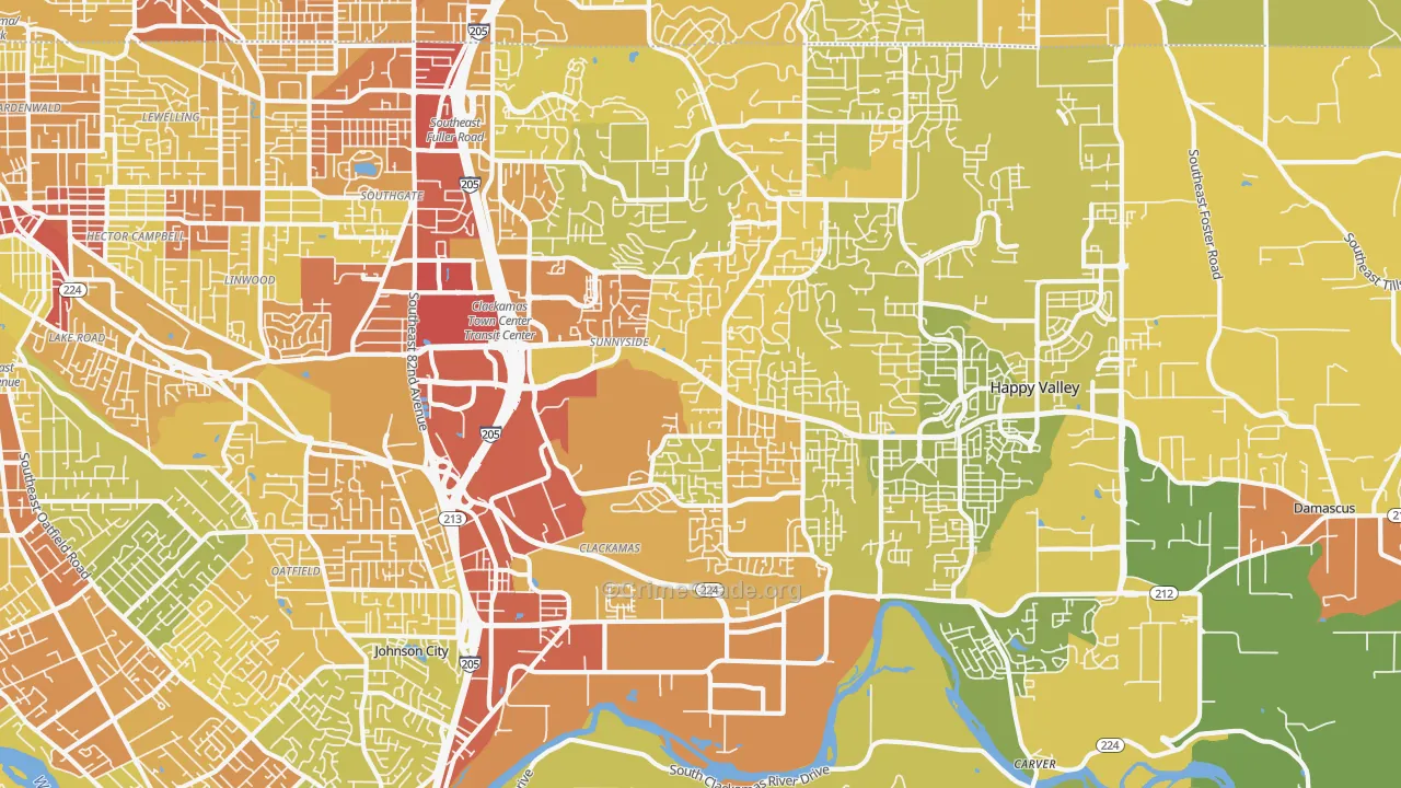 Sunnyside, Clackamas, OR Map of Vandalism Rates