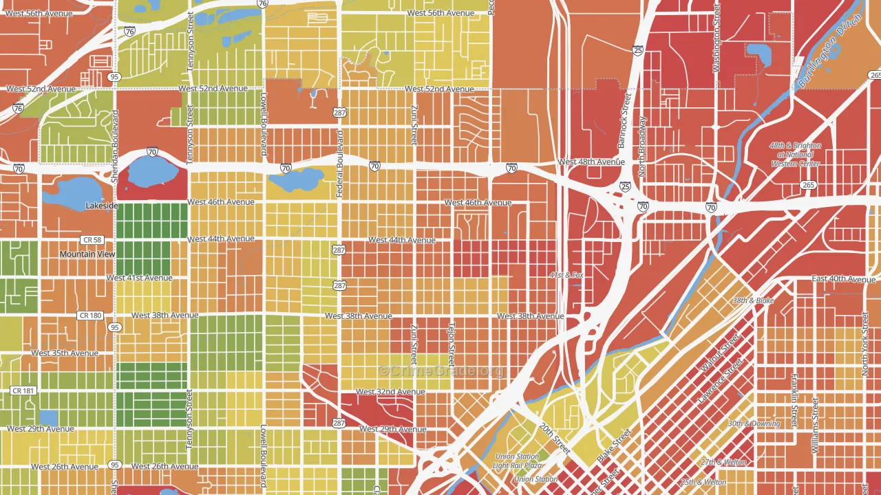 Sunnyside, Denver, CO Map of Vandalism Rates