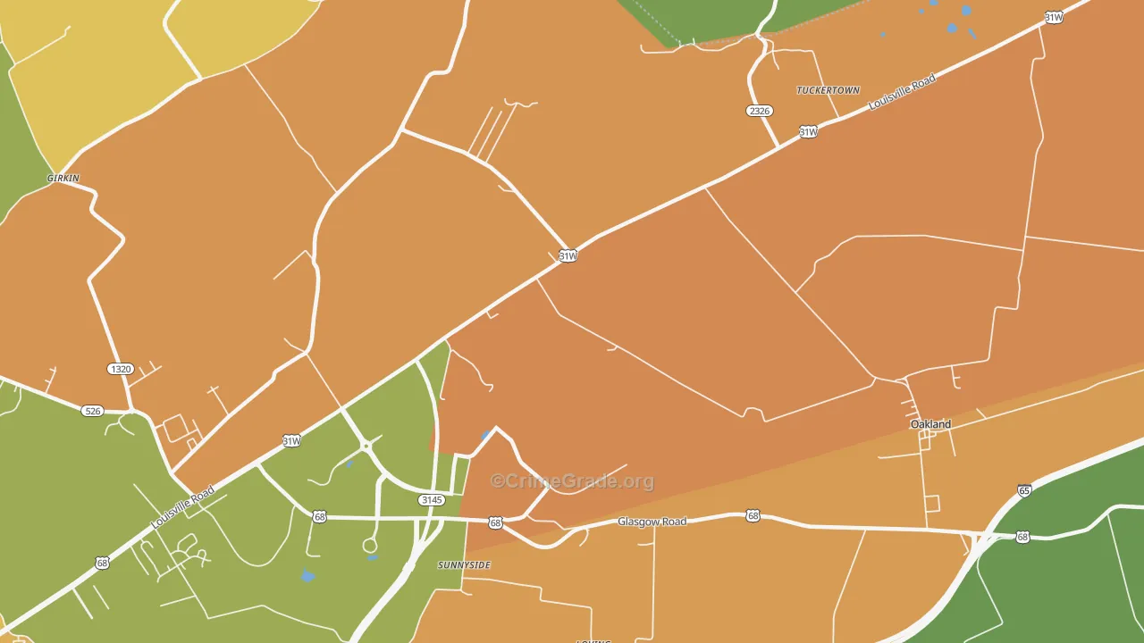 Sunnyside, KY Map of Vandalism Rates