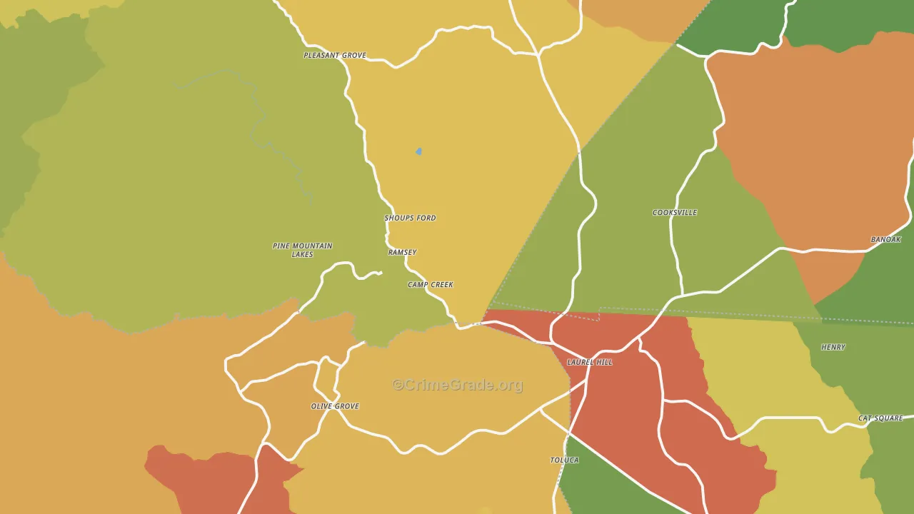 Sunnyside, NC Map of Vandalism Rates