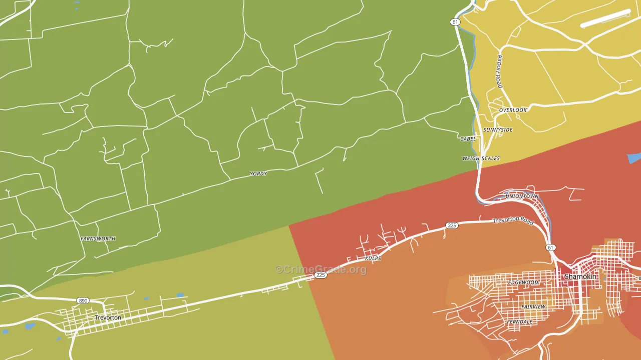 Sunnyside, PA Map of Vandalism Rates