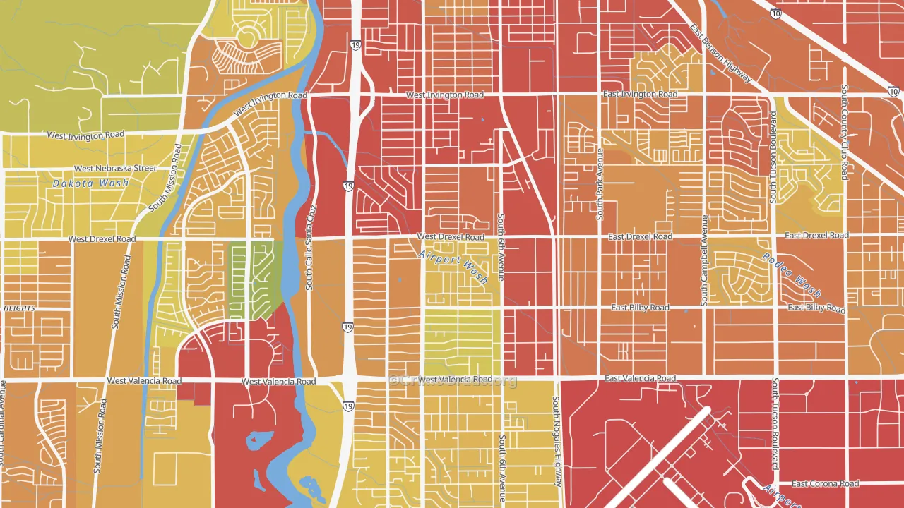 Sunnyside, Tucson, AZ Map of Vandalism Rates