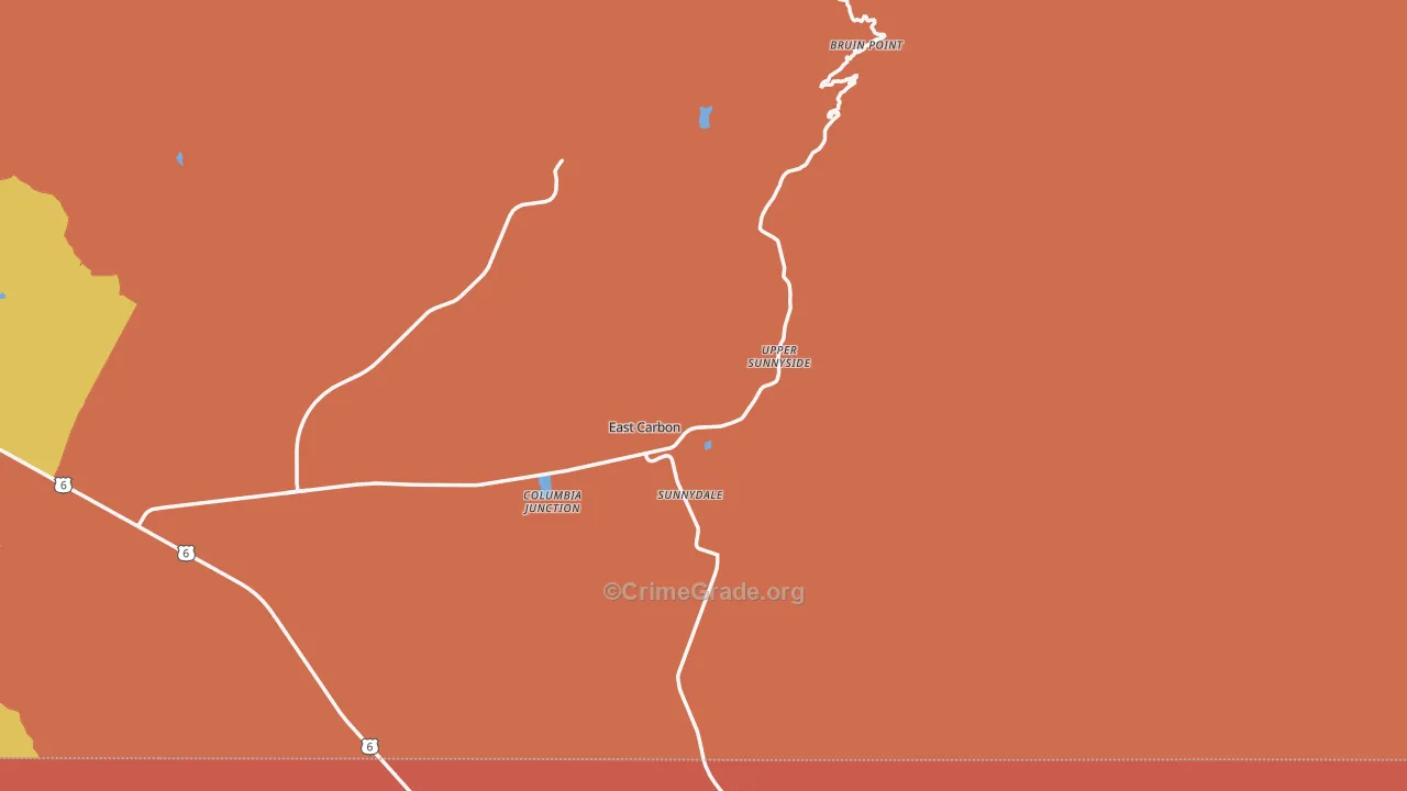 Sunnyside, UT Map of Vandalism Rates