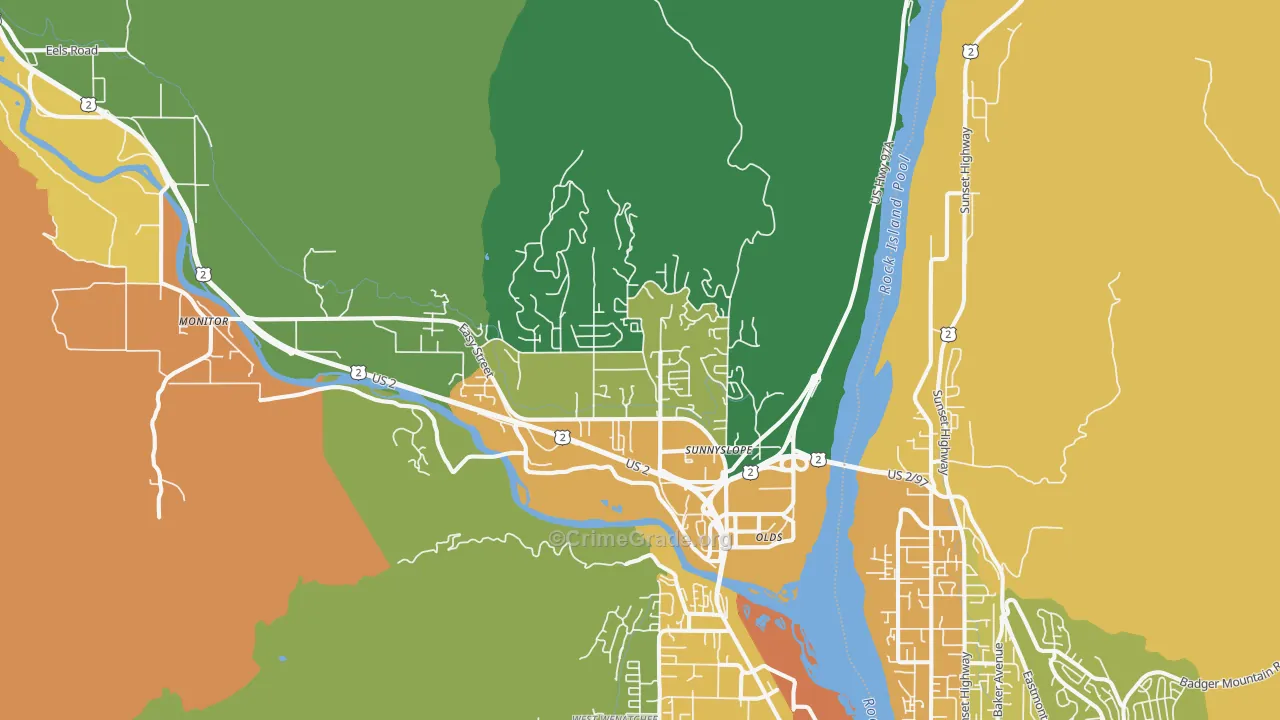 Sunnyslope, WA Map of Vandalism Rates