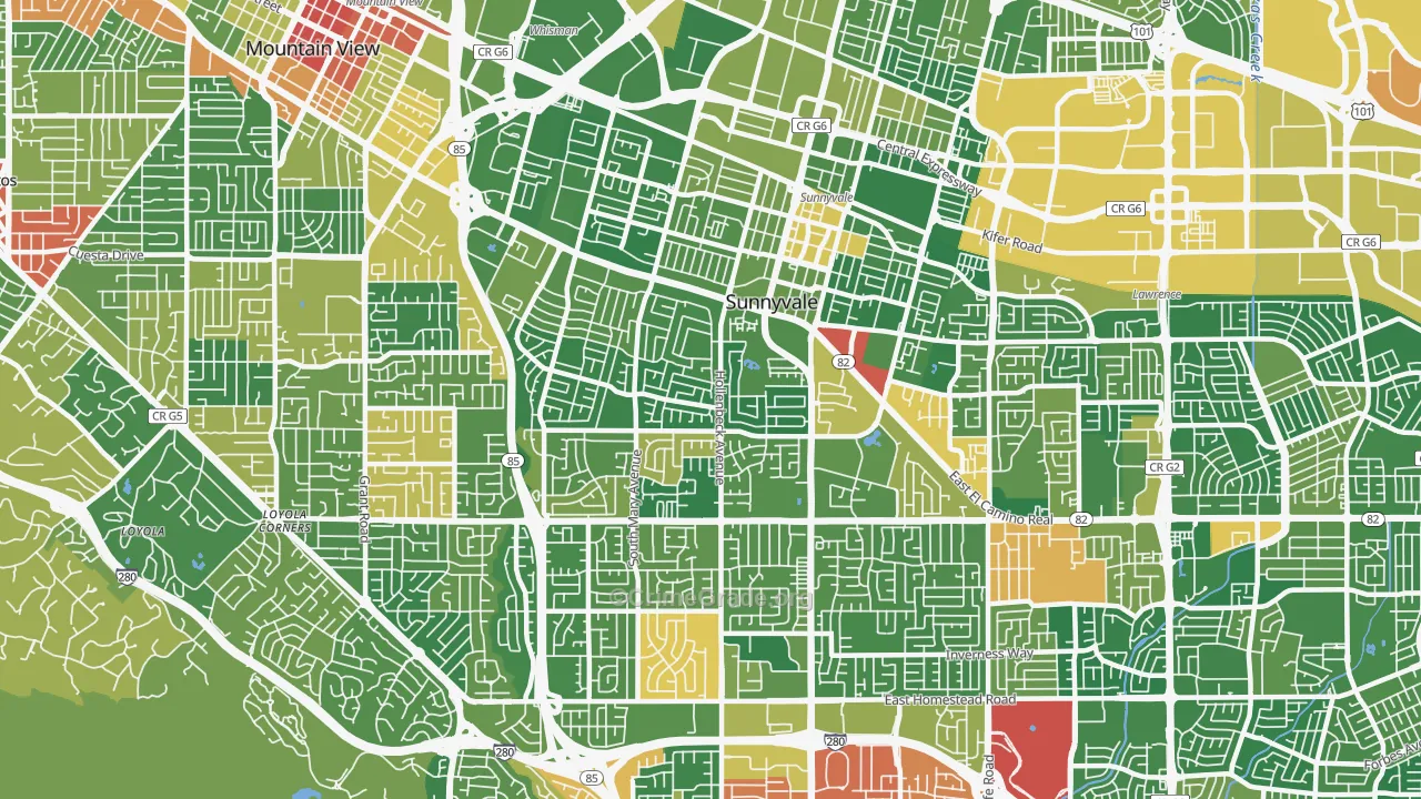 Sunnyvale West, Sunnyvale, CA Map of Vandalism Rates