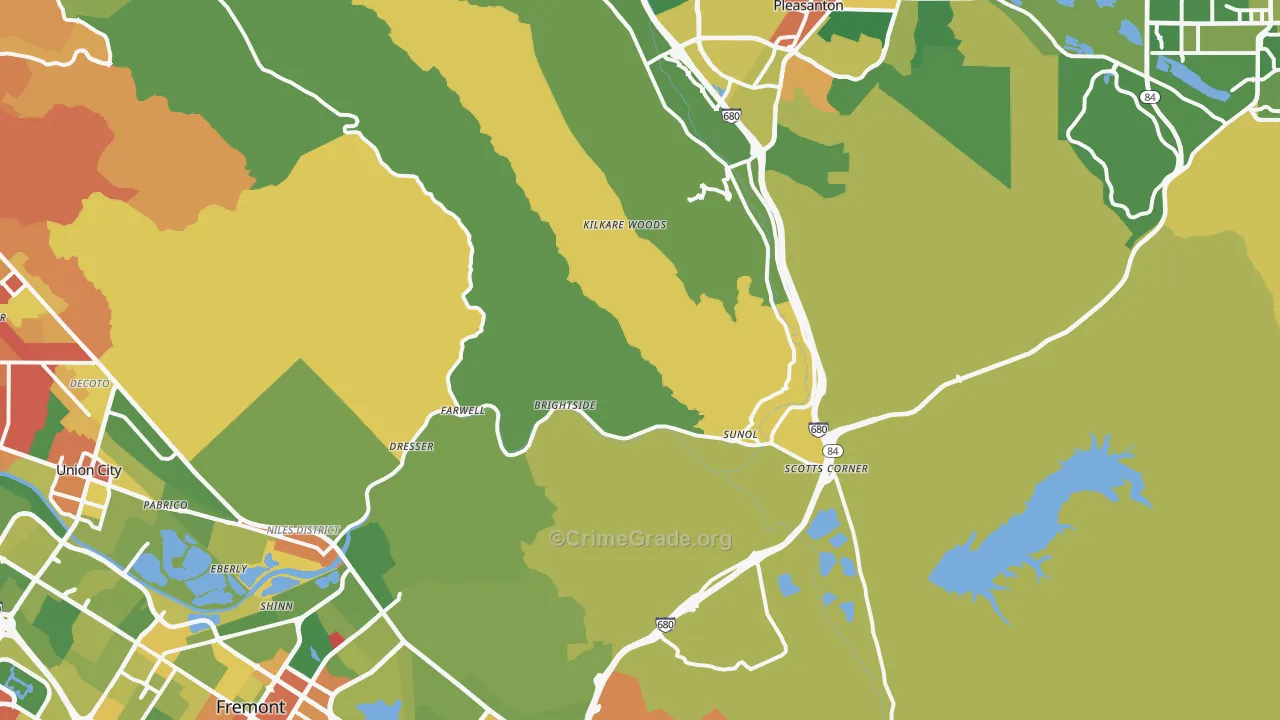 Sunol, CA Map of Vandalism Rates
