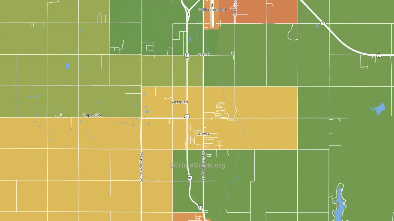 Sunray, OK Map of Vandalism Rates