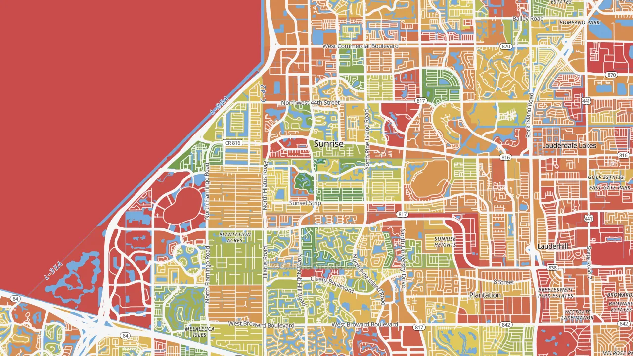 Sunrise, FL Map of Vandalism Rates