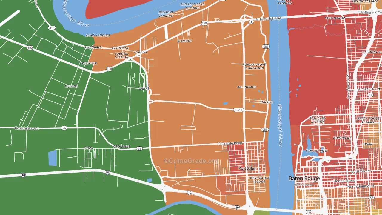 Sunrise, LA Map of Vandalism Rates